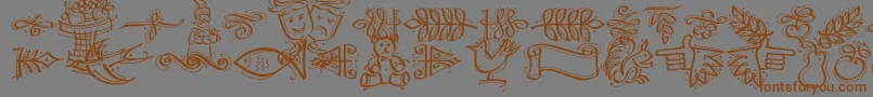 Dfcalligraphicornament Font – Brown Fonts on Gray Background