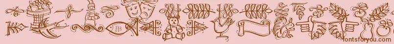 Fonte Dfcalligraphicornament – fontes marrons em um fundo rosa