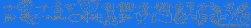 Dfcalligraphicornament-Schriftart – Graue Schriften auf blauem Hintergrund