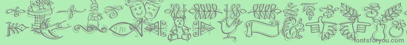 Dfcalligraphicornament Font – Gray Fonts on Green Background