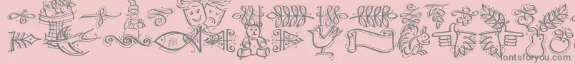 Fonte Dfcalligraphicornament – fontes cinzas em um fundo rosa