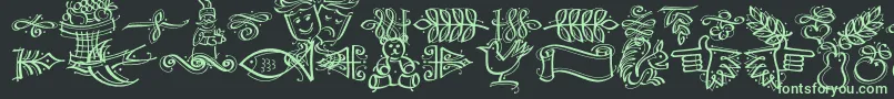 Fonte Dfcalligraphicornament – fontes verdes em um fundo preto