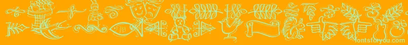 Dfcalligraphicornament Font – Green Fonts on Orange Background