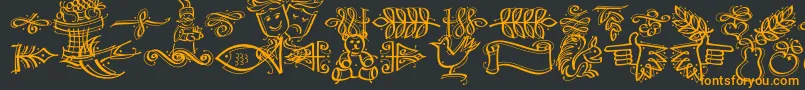 Dfcalligraphicornament Font – Orange Fonts on Black Background