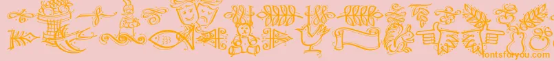 Fonte Dfcalligraphicornament – fontes laranjas em um fundo rosa