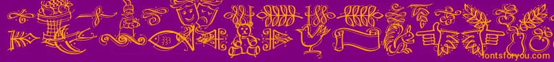 Dfcalligraphicornament-Schriftart – Orangefarbene Schriften auf violettem Hintergrund