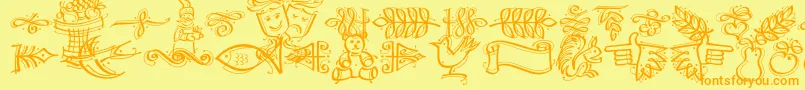 Dfcalligraphicornament Font – Orange Fonts on Yellow Background