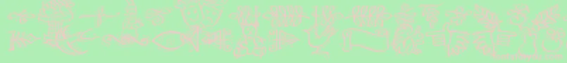 Dfcalligraphicornament-Schriftart – Rosa Schriften auf grünem Hintergrund