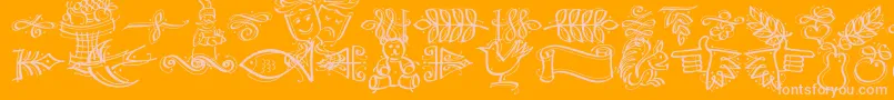 Dfcalligraphicornament-Schriftart – Rosa Schriften auf orangefarbenem Hintergrund