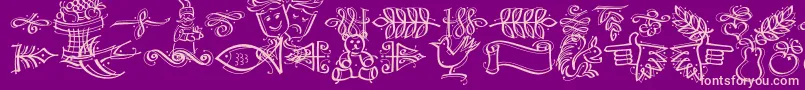 Dfcalligraphicornament-fontti – vaaleanpunaiset fontit violetilla taustalla