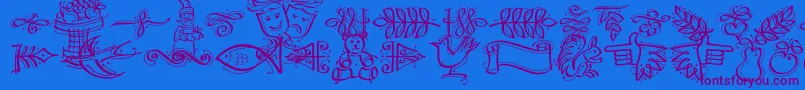 Dfcalligraphicornament Font – Purple Fonts on Blue Background