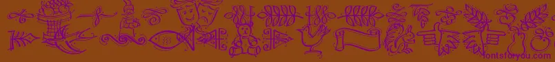 Dfcalligraphicornament-Schriftart – Violette Schriften auf braunem Hintergrund