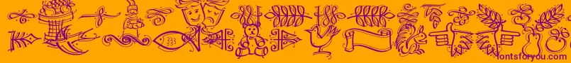 Dfcalligraphicornament Font – Purple Fonts on Orange Background