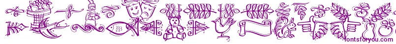 Dfcalligraphicornament-Schriftart – Violette Schriften auf weißem Hintergrund