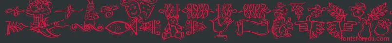Dfcalligraphicornament Font – Red Fonts on Black Background