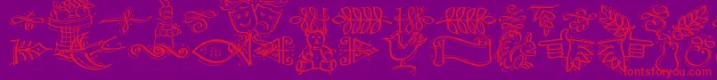 Dfcalligraphicornament-Schriftart – Rote Schriften auf violettem Hintergrund