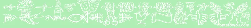 Fonte Dfcalligraphicornament – fontes brancas em um fundo verde