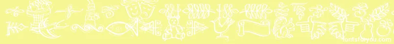 Dfcalligraphicornament Font – White Fonts on Yellow Background