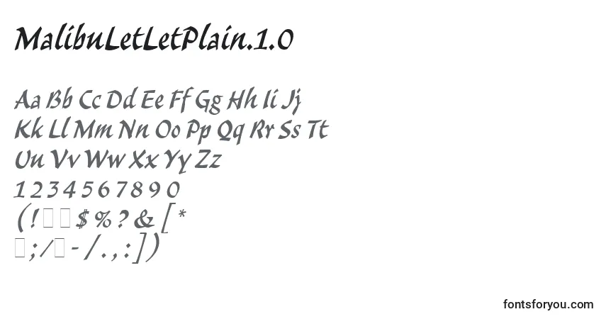 Fuente MalibuLetLetPlain.1.0 - alfabeto, números, caracteres especiales