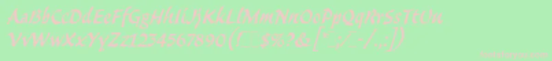 MalibuLetLetPlain.1.0-fontti – vaaleanpunaiset fontit vihreällä taustalla