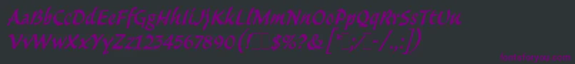 フォントMalibuLetLetPlain.1.0 – 黒い背景に紫のフォント