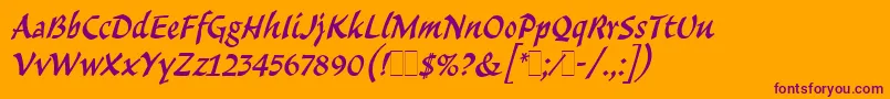 MalibuLetLetPlain.1.0 Font – Purple Fonts on Orange Background