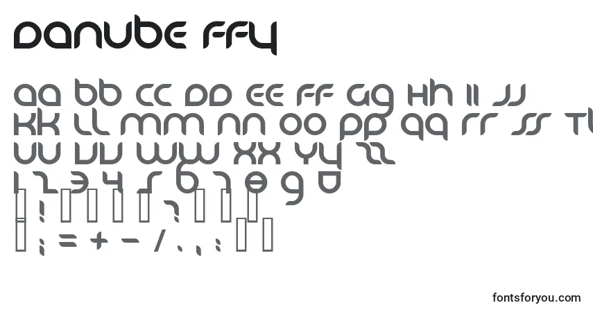 Шрифт Danube ffy – алфавит, цифры, специальные символы