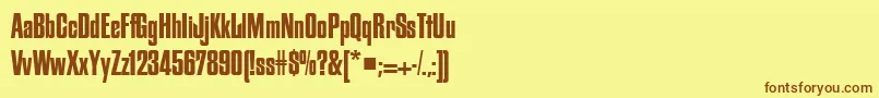 フォントFiordRegularDb – 茶色の文字が黄色の背景にあります。