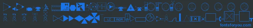 フォントEsriTelecom – 黒い背景に青い文字