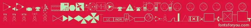 フォントEsriTelecom – 赤い背景に緑の文字