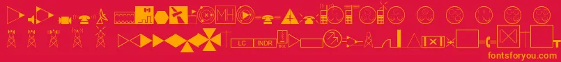 fuente EsriTelecom – Fuentes Naranjas Sobre Fondo Rojo