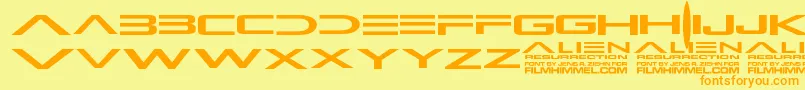 AlienResurrection-fontti – oranssit fontit keltaisella taustalla