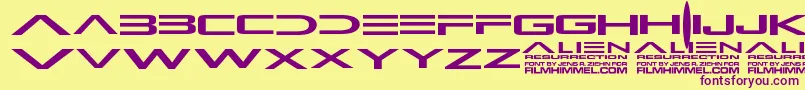 AlienResurrection Font – Purple Fonts on Yellow Background