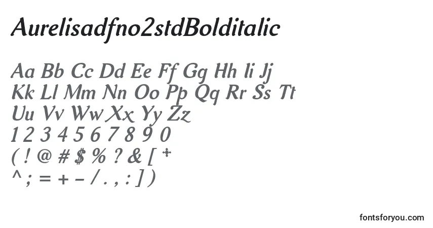 Шрифт Aurelisadfno2stdBolditalic – алфавит, цифры, специальные символы