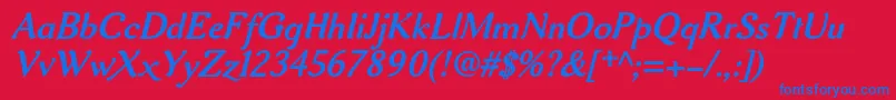 Aurelisadfno2stdBolditalic Font – Blue Fonts on Red Background