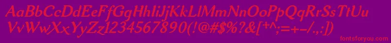 Aurelisadfno2stdBolditalic Font – Red Fonts on Purple Background