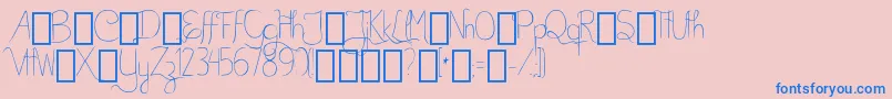 BellaKABetterPlaceAlts-Schriftart – Blaue Schriften auf rosa Hintergrund