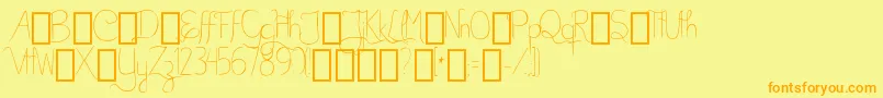 フォントBellaKABetterPlaceAlts – オレンジの文字が黄色の背景にあります。