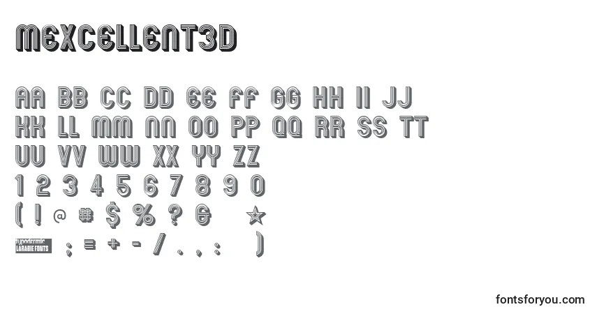 Schriftart Mexcellent3D – Alphabet, Zahlen, spezielle Symbole