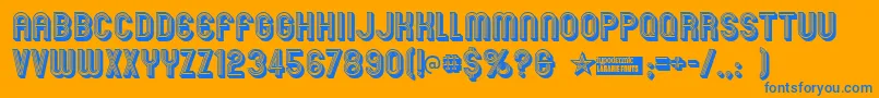 Mexcellent3D-Schriftart – Blaue Schriften auf orangefarbenem Hintergrund