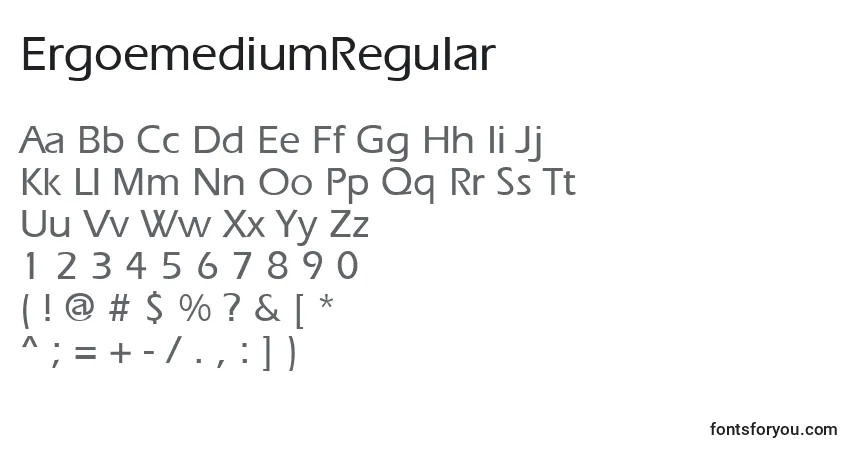 ErgoemediumRegular-fontti – aakkoset, numerot, erikoismerkit