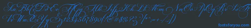 FloriselScriptThin-Schriftart – Blaue Schriften auf schwarzem Hintergrund