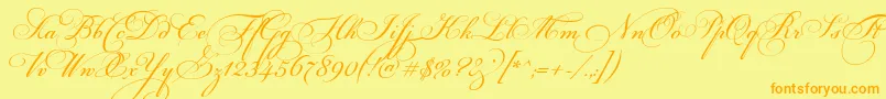 FloriselScriptThin-fontti – oranssit fontit keltaisella taustalla