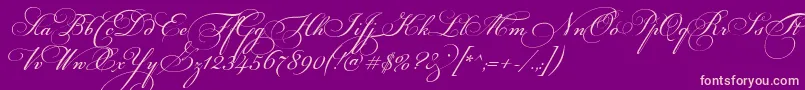 Fonte FloriselScriptThin – fontes rosa em um fundo violeta