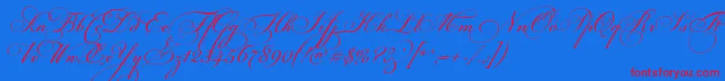 FloriselScriptThin-Schriftart – Rote Schriften auf blauem Hintergrund