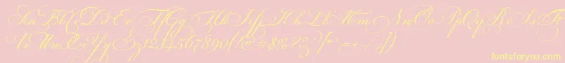 FloriselScriptThin-Schriftart – Gelbe Schriften auf rosa Hintergrund