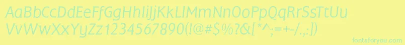 Шрифт FrascatiLightItalic – зелёные шрифты на жёлтом фоне