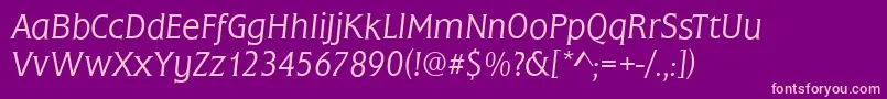 Fonte FrascatiLightItalic – fontes rosa em um fundo violeta