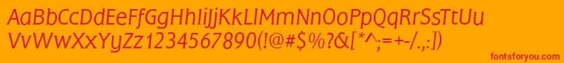 FrascatiLightItalic-fontti – punaiset fontit oranssilla taustalla