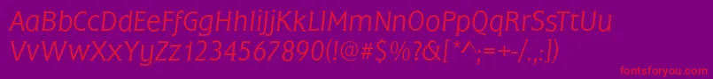 FrascatiLightItalic Font – Red Fonts on Purple Background